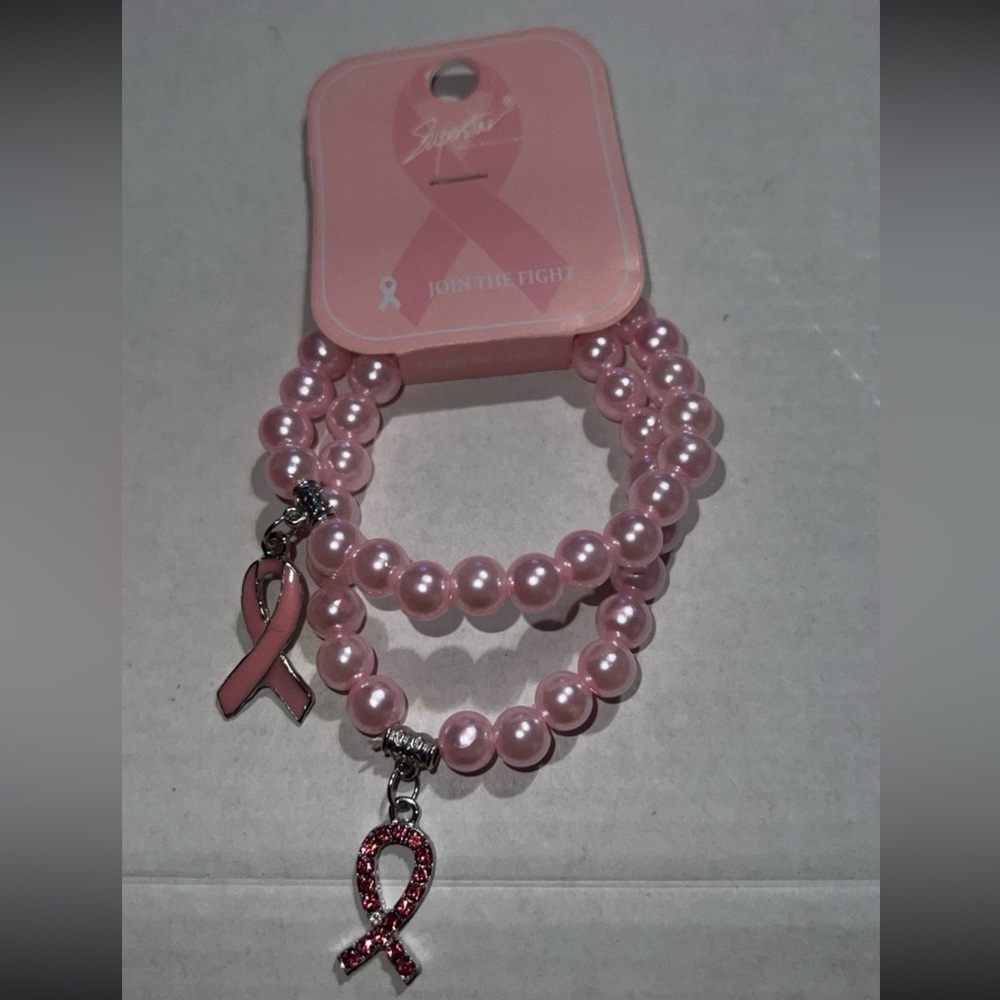 Pink Beaded Awareness Bracelets